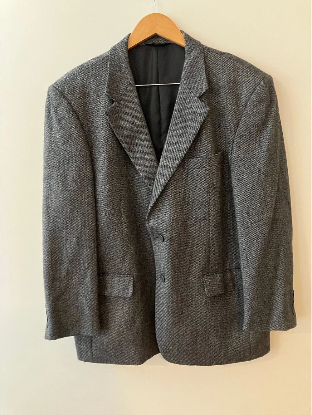 Cianni Cellini Mens 44S Grey Sport Coat Cashmere Lambswool Blazer Herringbone